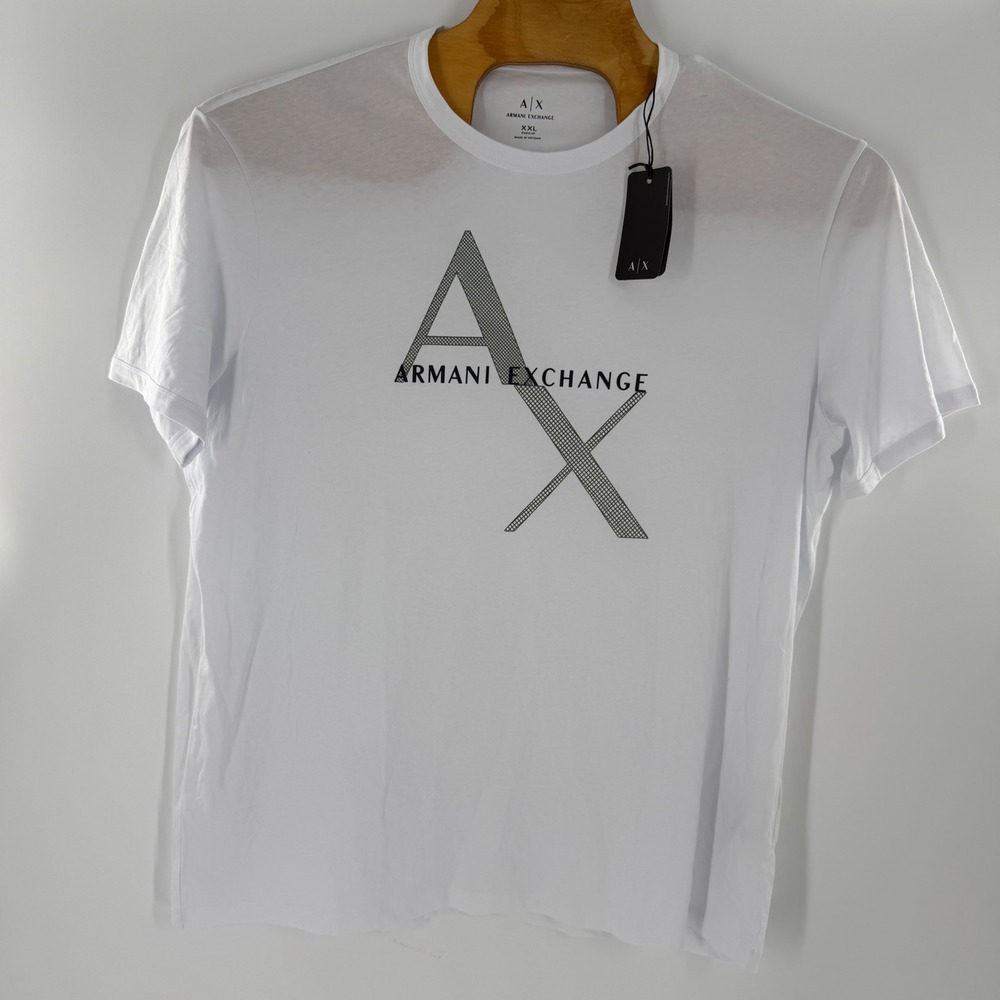 Armani Exchange Mens XXL White Logo Graphic Crew Neck T-Shirt 8NZT76 Z8H4Z